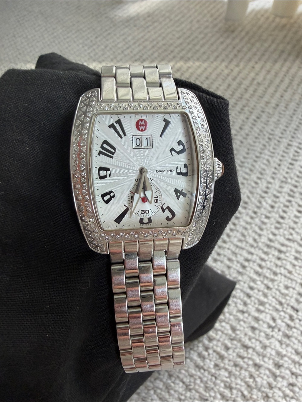 Diamond Accent Silver-Tone Women's Watch - White Dial - Picture 2 of 10